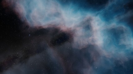 Science fiction illustrarion, deep space nebula, colorful space background with stars 3d render