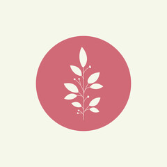 Abstract flower story highlight cover. Feminine boho leaf branch logo for social media, hand drawn icon. Vector illustration