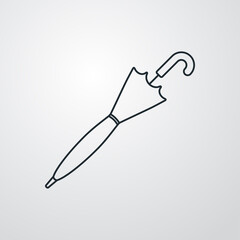 Logotipo paraguas de caballero cerrado con lineas en fondo gris