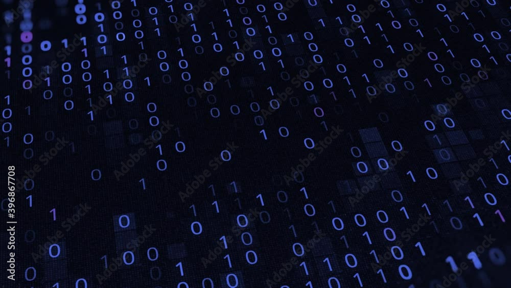 Poster background from set of binary code. animation. changing program code from zero and one. software in 