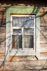 Window of an old wooden village house