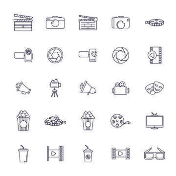 Set of Movie icon logo vector template, Creative Movie logo concept, Icon symbol, Illustration