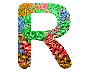 r letter logo, Alphabet Colorful Rain drops Abc, 3d illustration	