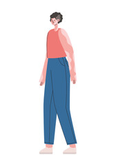 Fototapeta premium woman with vitiligo and blue jeans