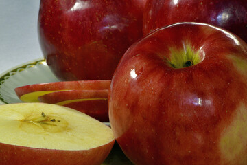A fragment of ripe large red apples.