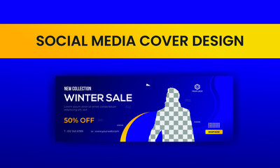 winter sale social media cover design template