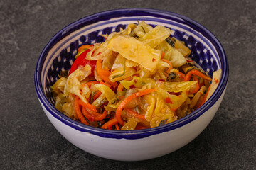 Spicy pickled cabbage with carrot