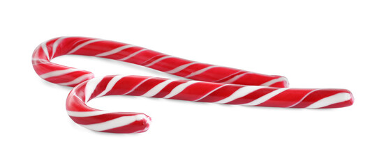Fototapeta premium Sweet Christmas candy canes on white background