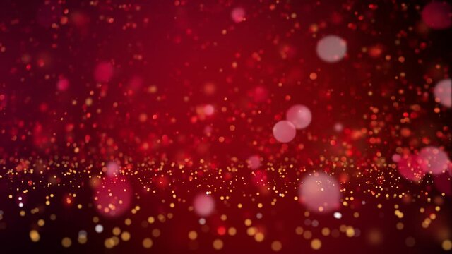 Christmas Red and Gold Particles with Bouncing Motion. Loop ready background animation for holiday titles.