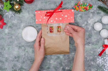 Creative and simple house-shaped paper Christmas gift wrapping. Step by step instruction. Step 13 -...