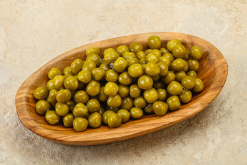 Marinated green pea in the bowl