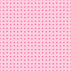 Vector seamless pattern with small hearts on a pink background.