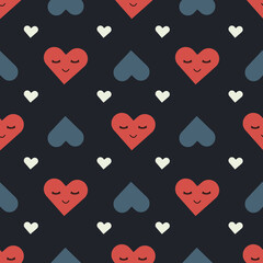 Vector seamless pattern with hearts for the holiday of lovers.
