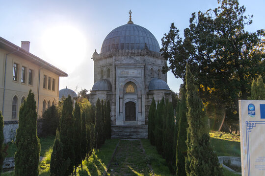 Eyup,Istanbul,Turkey-November 26,2020. Sultan Reshad (Mehmet V) mausoleum.He was thirty fifth of monarch and hunderth of caliphs of Islam. He was the third son of Sultan Abdulmecid.	
