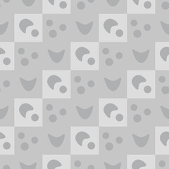 Soft gray geometric ornament with abstract elements and rounds. Abstract mosaic zigzag pattern.