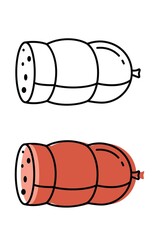sausages from natural meat. Top quality farm products. Vector icons in flat style