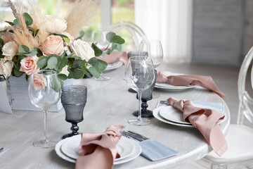 Served table. hall for banquets and weddings
