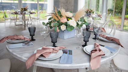 Served table. hall for banquets and weddings