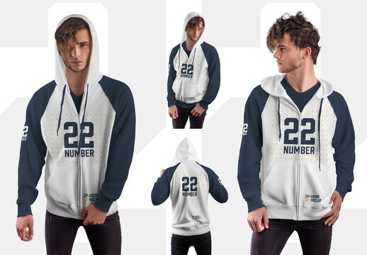 4 Mockups Men's Zip Hoodie