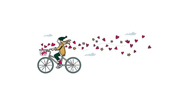 Christmas Bicycle and Hearts stock video