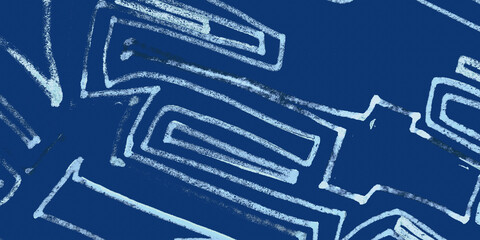 White Ink Dirty Pattern. Navy Blue Dirty Art