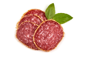 Smoked sausages, isolated on white background