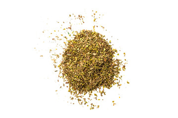 Oregano in a bowl isolated.