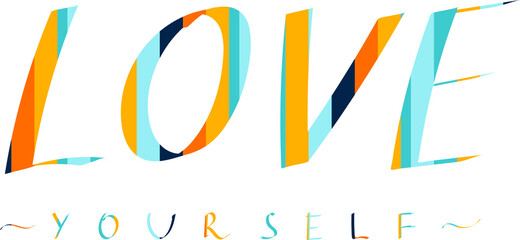 Text Love youself in vector. Desing.