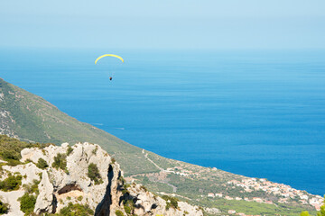 View of a Paraglider flying high