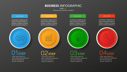 Business infographic vector design template with icons and 4 options or steps. Can be used for process, presentations, layout, banner, info graph