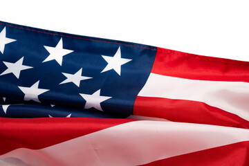 American flag as a background. Top view.