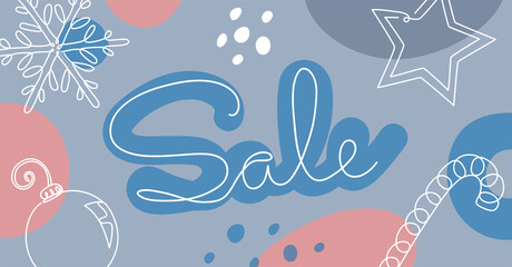 Christmas banner in a hand drawn linear style.