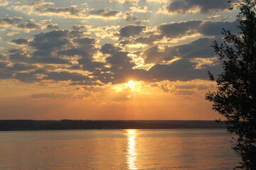 sunset over the river