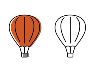 air balloon for flight. attributes of a good trip. vector icons in flat style