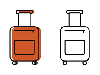 travel bag. attributes of a good trip. vector icons in flat style