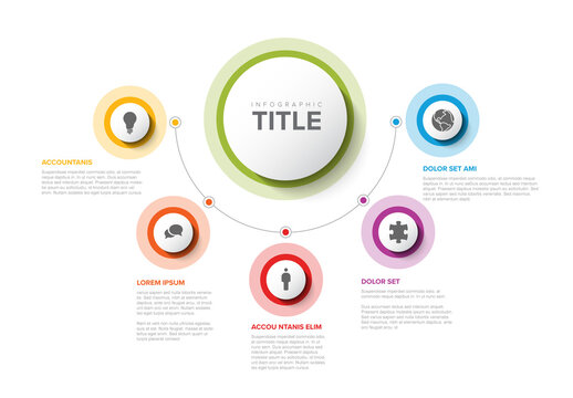 Simple Infographic with Five Circle Elements