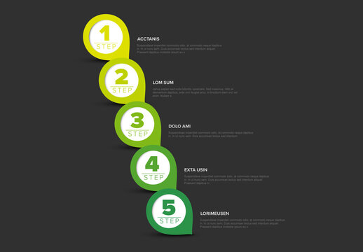Five Diagonal Steps Minimalist Infographic Layout