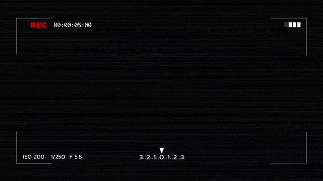 Camera viewfinder recording preview screen with function display, no signal or error animation, empty space for your copy background.