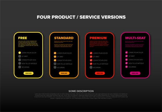 Dark Product Options Features Schema Cards Layout