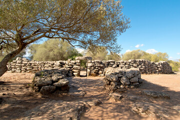 Ancient megalithic Serra Orrios Nuragic Village in Dorgali, Sardinia, Italy
