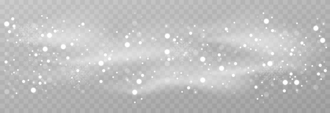 Snow. Snow storm, snowflakes, snowfall. Snow png. Winter, Christmas, holiday. Dust. White dust. Vector image.