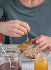 Paris, France - 11 29 2020: French breakfast in Covid period