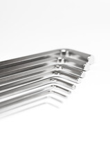 Hexagon kit tool or allen wrench set on white background