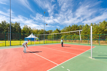 tennis court in the field