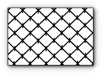 black and white image of metal grate with design elements on white background