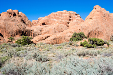 Fototapeta premium View from the Devils Garden trailhead in Arches National Park - Utah, USA