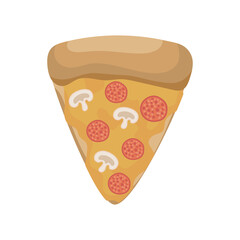 pizza with cheese, salami and mushrooms