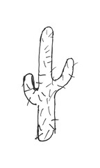 Hand-drawn isolated saguaro cactus