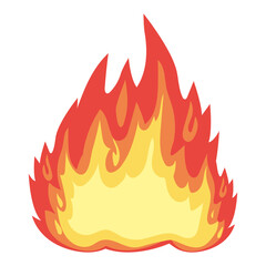 flame of orange, yellow and red color in a white background