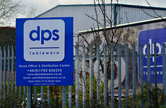 Stone / United Kingdom - March 8 2020: DPS tableware company logo in Opal Business Park in Stone, Staffordshire.